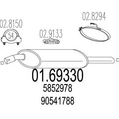 Глушитель выхлопных газов конечный MTS 01.69330