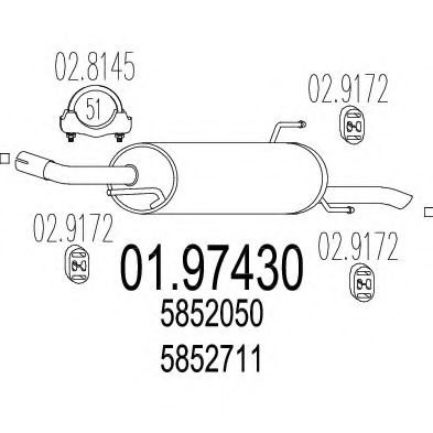 Глушитель выхлопных газов конечный MTS 01.97430