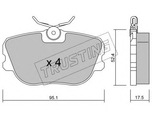 Комплект тормозных колодок, дисковый тормоз TRUSTING 153.0