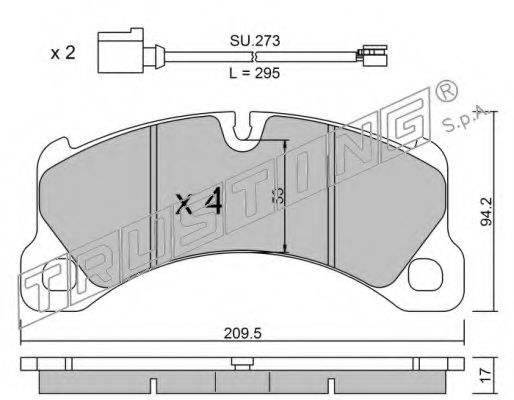 Комплект тормозных колодок, дисковый тормоз TRUSTING 972.0W