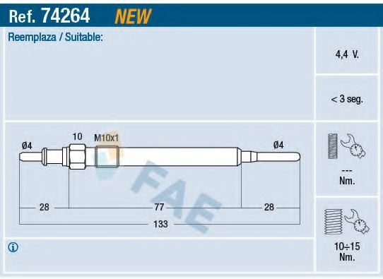 Свеча накаливания FAE 74264