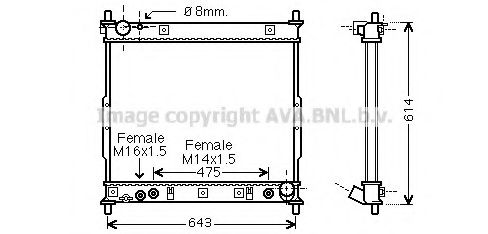 Радиатор, охлаждение двигателя AVA QUALITY COOLING DWA2104
