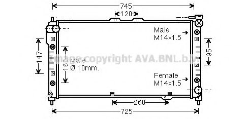 Радиатор, охлаждение двигателя AVA QUALITY COOLING MZ2113
