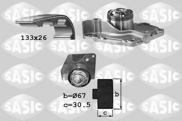 Водяной насос + комплект зубчатого ремня SASIC 3904030