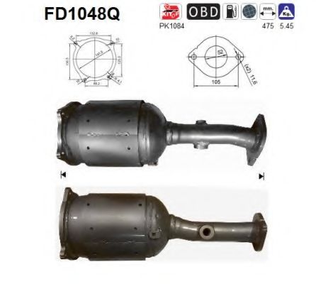 Сажевый / частичный фильтр, система выхлопа ОГ AS FD1048Q