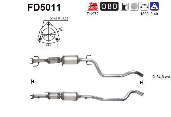 Сажевый / частичный фильтр, система выхлопа ОГ AS FD5011