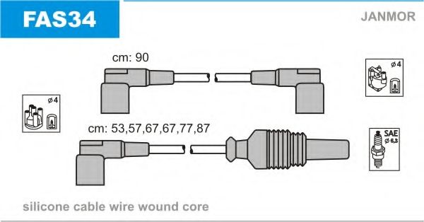 Комплект проводов зажигания JANMOR FAS34