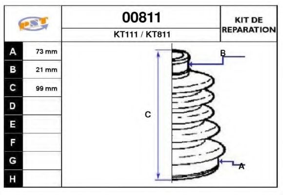 Комплект пылника, приводной вал SNRA 00811