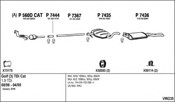 Система выпуска ОГ FENNO VW235