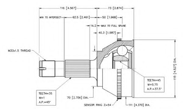 Шарнирный комплект, приводной вал VEMA 18263