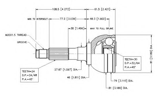 Шарнирный комплект, приводной вал VEMA 18542