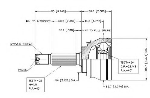 Шарнирный комплект, приводной вал VEMA 18595