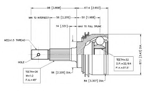 Шарнирный комплект, приводной вал VEMA 18638