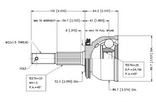 Шарнирный комплект, приводной вал VEMA 18647