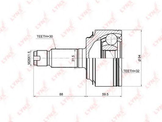 Шарнирный комплект, приводной вал LYNXauto CO-3671
