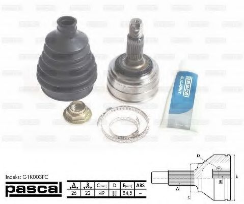 Шарнирный комплект, приводной вал PASCAL G1K003PC