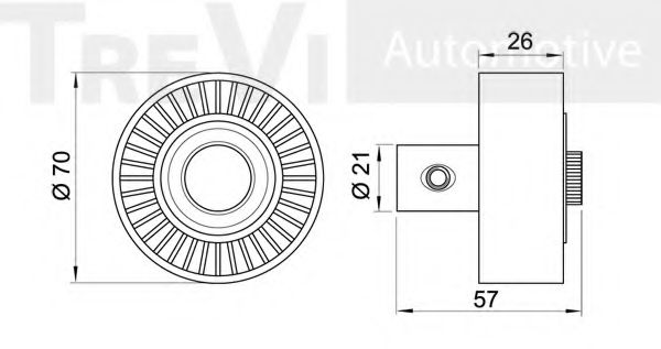 Натяжной ролик, поликлиновой  ремень TREVI AUTOMOTIVE TA2036