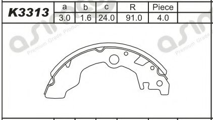 Комплект тормозных колодок ASIMCO K3313