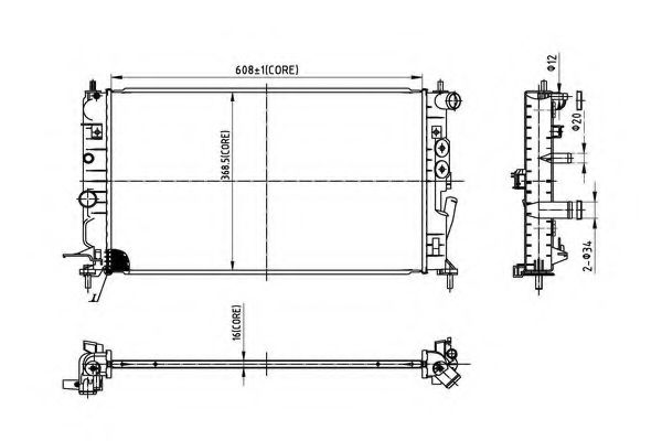 Радиатор, охлаждение двигателя FRIGAIR 1073096