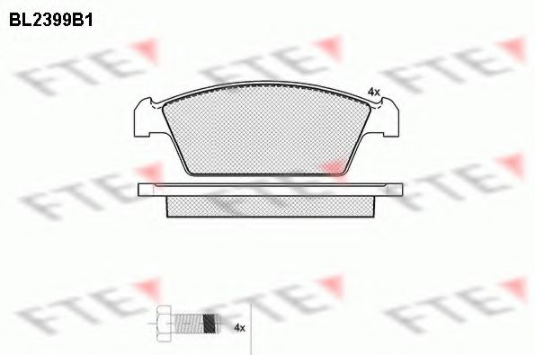 Комплект тормозных колодок, дисковый тормоз FTE BL2399B1