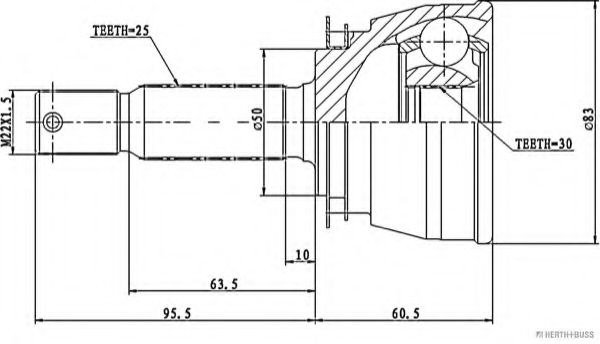 Шарнирный комплект, приводной вал HERTH+BUSS JAKOPARTS J2820504