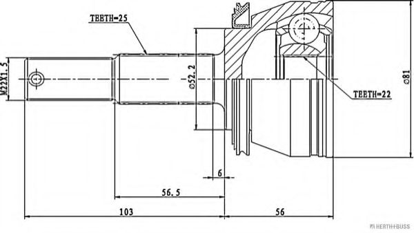 Шарнирный комплект, приводной вал HERTH+BUSS JAKOPARTS J2821003