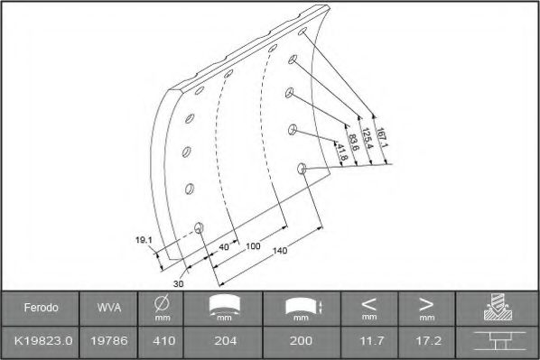 Комплект тормозных башмаков, барабанные тормоза FERODO K19823.0TC