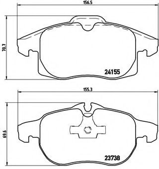 Комплект тормозных колодок, дисковый тормоз BREMBO P 10 011