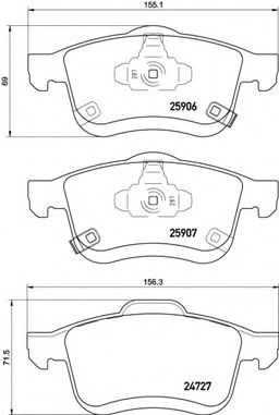 Комплект тормозных колодок, дисковый тормоз BREMBO P 23 155