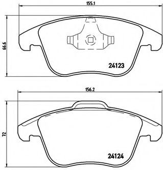 Комплект тормозных колодок, дисковый тормоз BREMBO P 24 076