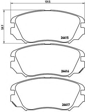 Комплект тормозных колодок, дисковый тормоз BREMBO P 59 054
