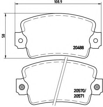 Комплект тормозных колодок, дисковый тормоз BREMBO P 68 007