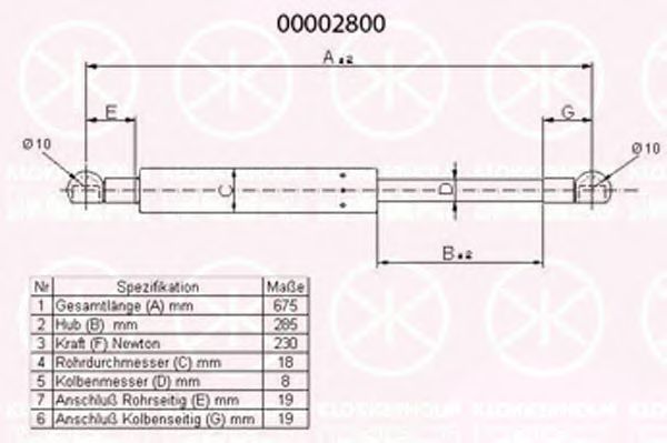 Газовая пружина, капот KLOKKERHOLM 00002800