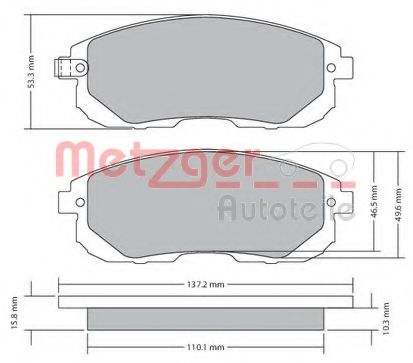 Комплект тормозных колодок, дисковый тормоз METZGER 1170208