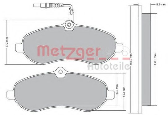 Комплект тормозных колодок, дисковый тормоз METZGER 1170228