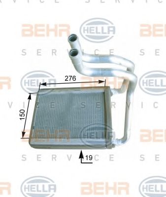 Теплообменник, отопление салона BEHR HELLA SERVICE 8FH 351 315-241