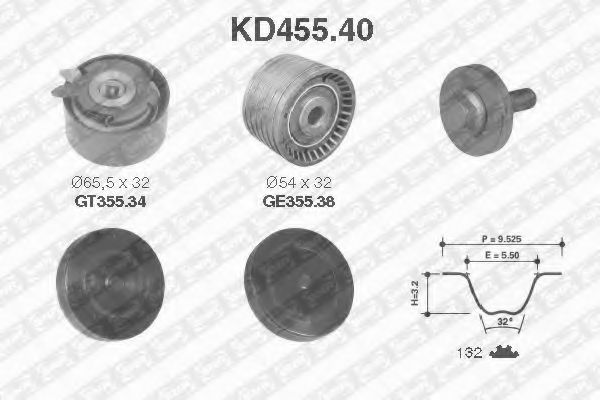 Комплект ремня ГРМ SNR KD455.40