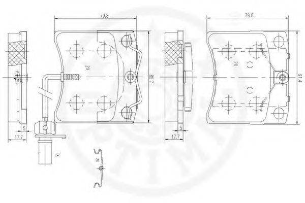 Комплект тормозных колодок, дисковый тормоз OPTIMAL 20651