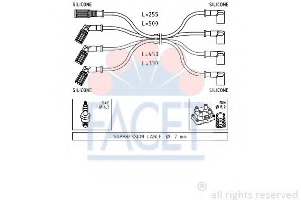 Комплект проводов зажигания FACET 4.8887