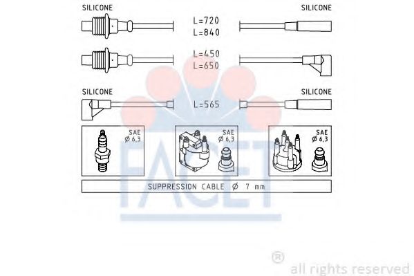Комплект проводов зажигания FACET 4.8748