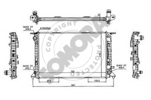 Радиатор, охлаждение двигателя SOMORA 021740B