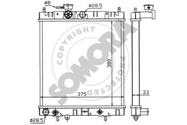 Радиатор, охлаждение двигателя SOMORA 190841