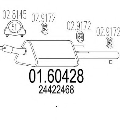 Глушитель выхлопных газов конечный MTS 01.60428