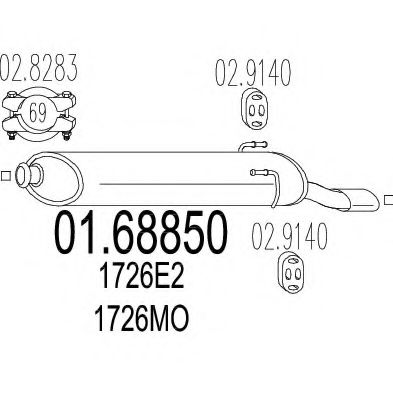Глушитель выхлопных газов конечный MTS 01.68850