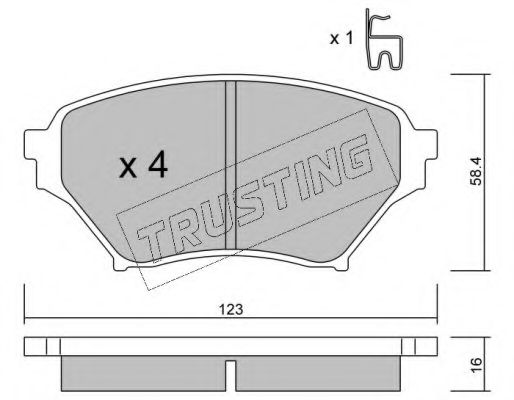 Комплект тормозных колодок, дисковый тормоз TRUSTING 623.0