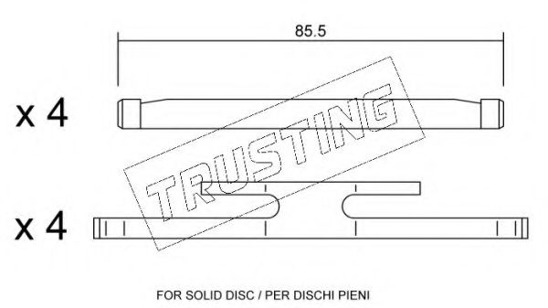Комплектующие, колодки дискового тормоза TRUSTING KIT.005