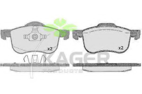 Комплект тормозных колодок, дисковый тормоз KAGER 35-0462