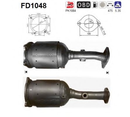 Сажевый / частичный фильтр, система выхлопа ОГ AS FD1048