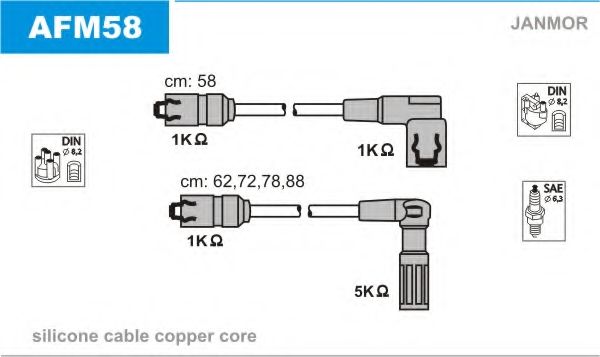 Комплект проводов зажигания JANMOR AFM58