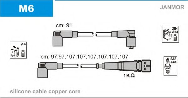 Комплект проводов зажигания JANMOR M6